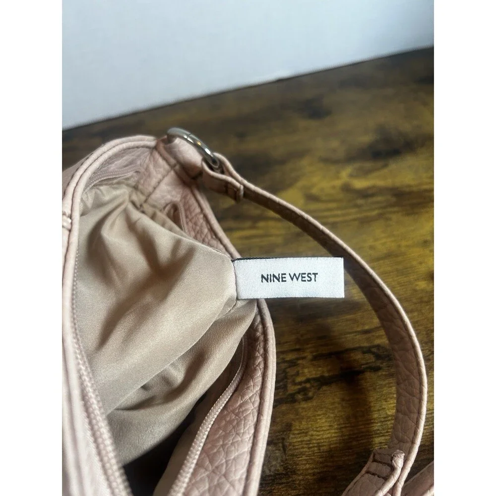 Nine West Blush Pink Crossbody Bag Pebbled Faux Leather Adjustable Strap UEC Bag